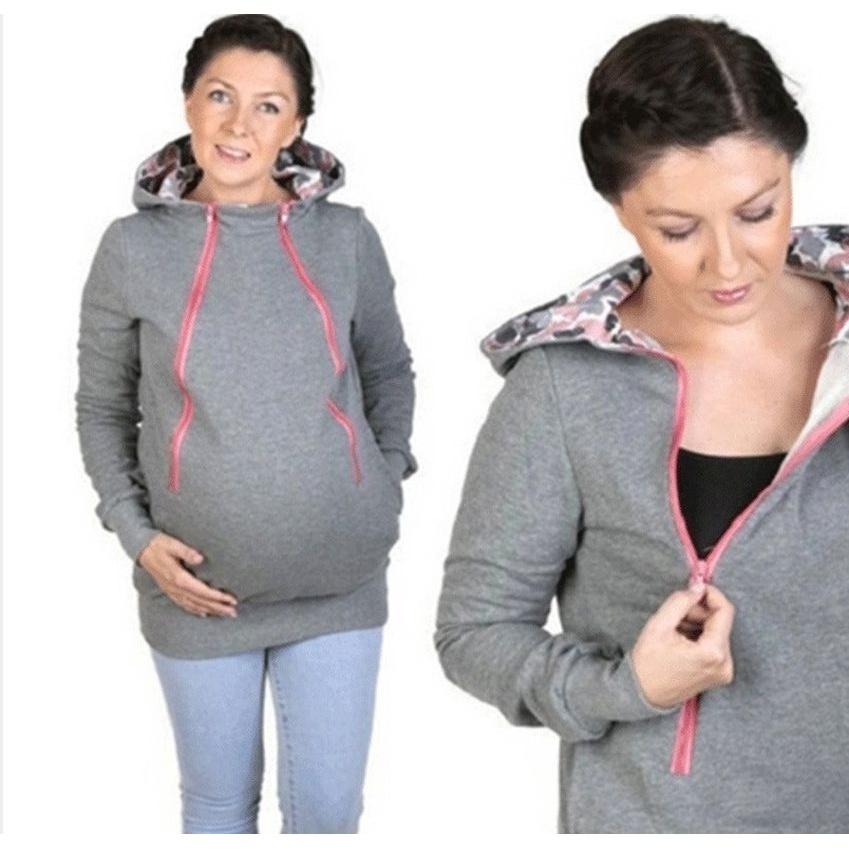 Cozy And Warm Mom's Maternity Kangaroo Hoodie Mum Dad Baby Wrap Carrier Pet Holder