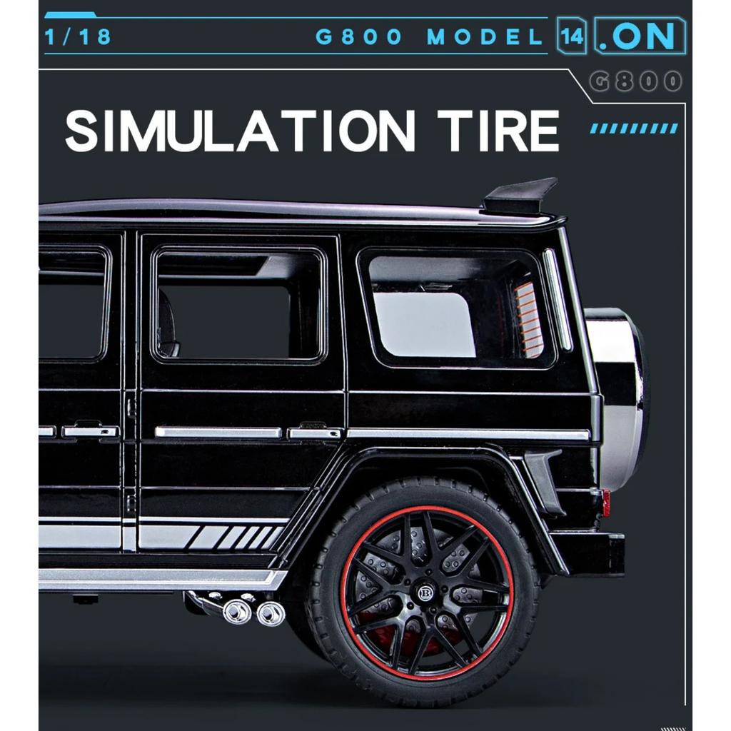 1/18 Scale Benz G800 Off-Road Vehicle SUV Alloy Diecast Model Car Collection Sound & Light Sprayable Gifts for Kids Boyfriend