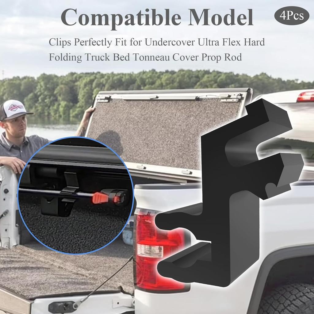 4 Stück Verbessertes Stützstangen-Clip-Set Passend für Undercover Tonneau Stützstange, Ladeflächenabdeckungs-Clips für Undercover Ultra Flex Hard Folding Ladeflächenabdeckung