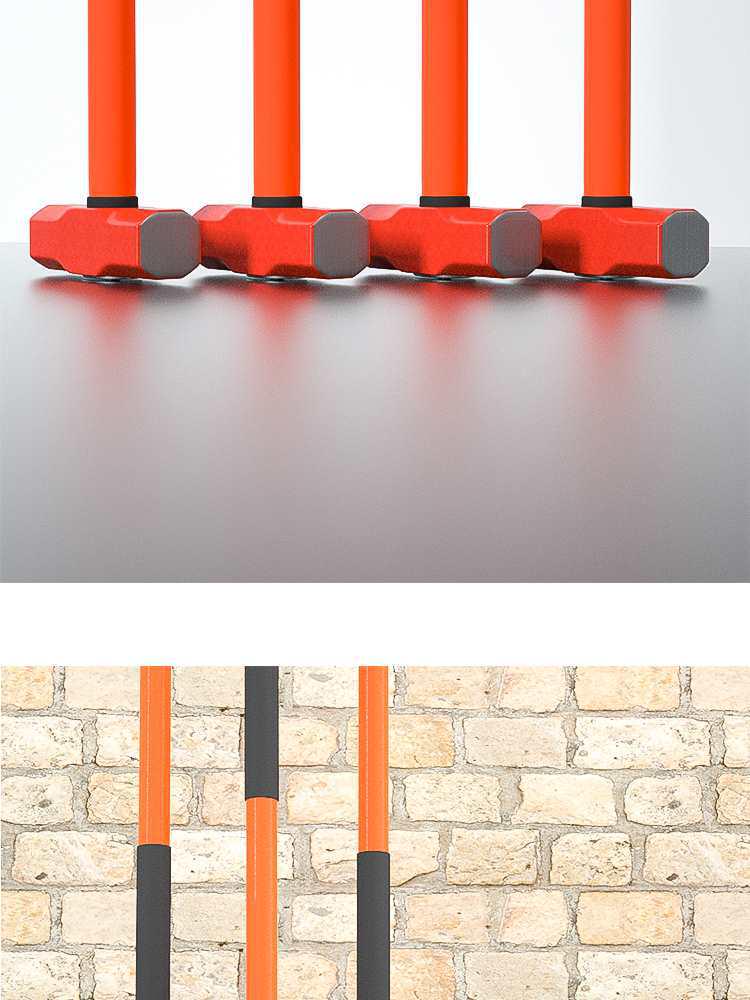 Ciężki duży młot kowalski: Ośmiokątny młotek kamieniarski ze stali przeciwwybuchowej do rozłupywania kamienia i ścian z uchwytem.