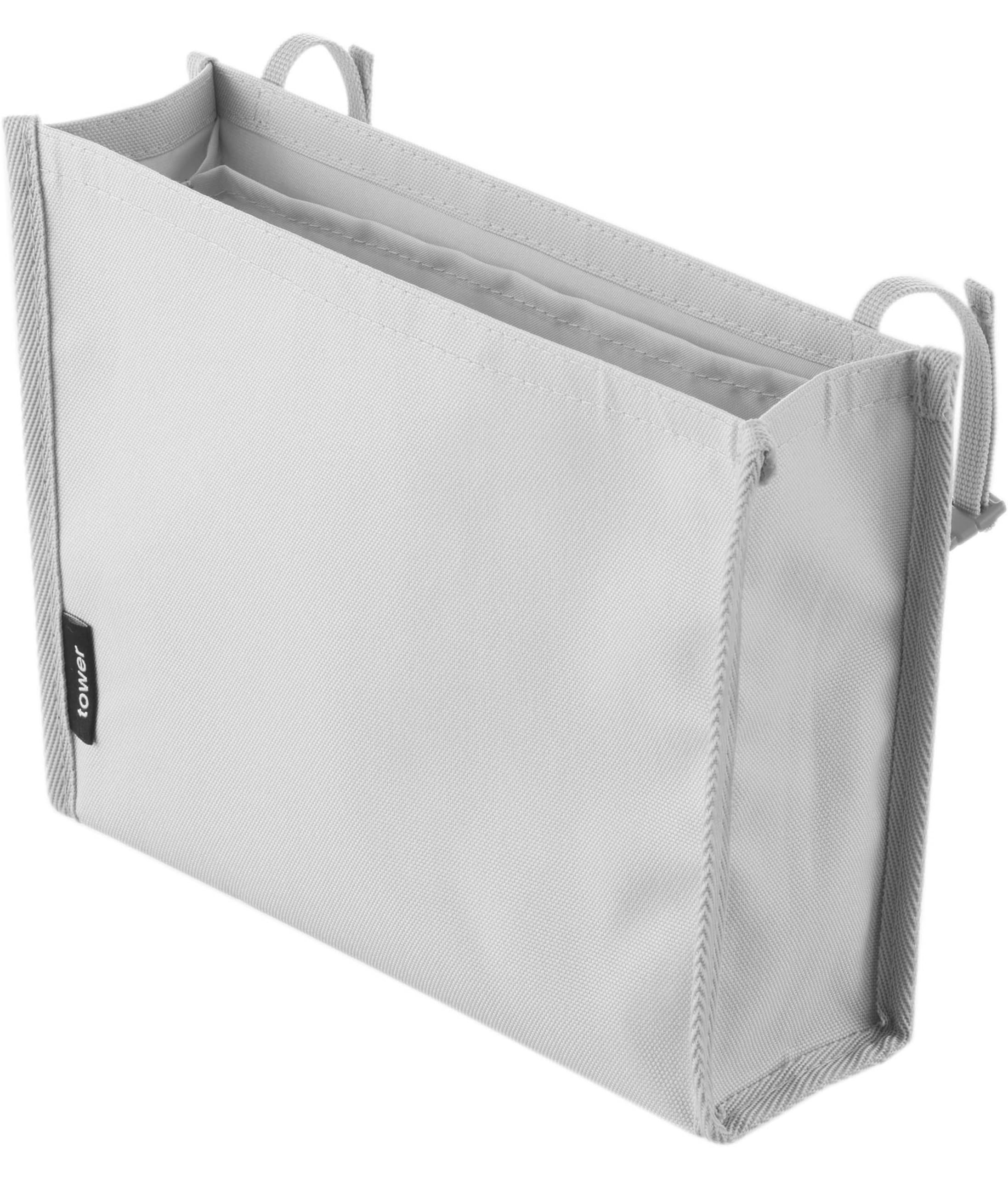 

Yamazaki Tower Bedside Pocket with Laundry Basket Clip and Light 27cm W x 8cm D x H Not Easy to Attach with 10436 Net, Gray, 19.5cm (Belt Included),