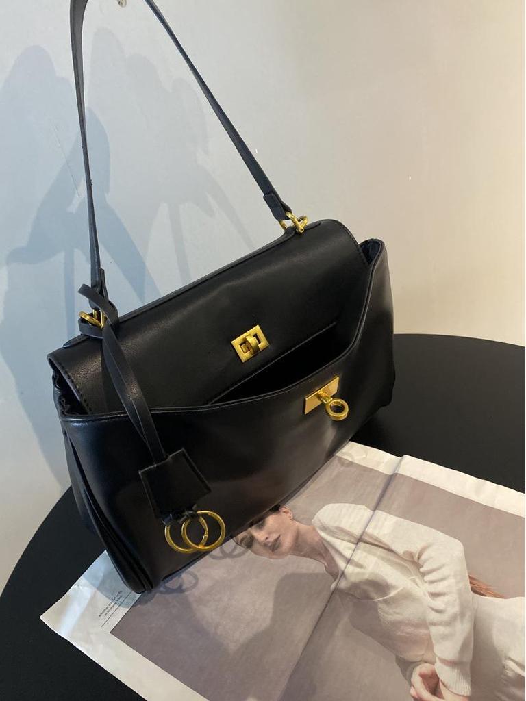 Dámská velká kabelka přes rameno z teletiny s uzávěrem – Neformální nákupní taška pro dojíždění