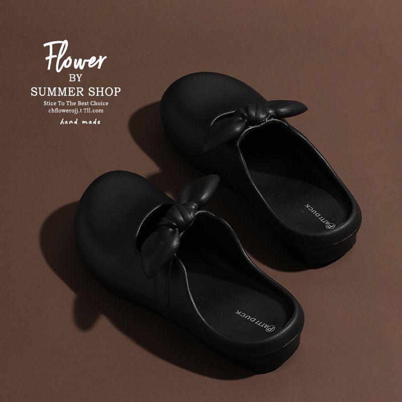 

New bag head bow slippers women s summer home indoor bathroom bathing non-slip outer wear sandals 36-37 (one size smaller)