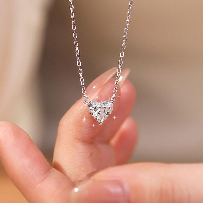 

925 Sterling Silver Elegant Luxury Heart Zirconia Pendant Necklaces For Women Anniversary Fine Jewelry Silver