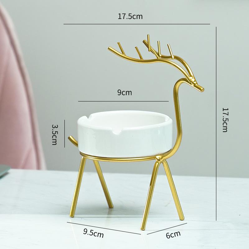 Simple Wrought Iron Nordic Style Fawn Ceramic Ashtray Creative Home Living Room Decorations Light Luxury Decorations