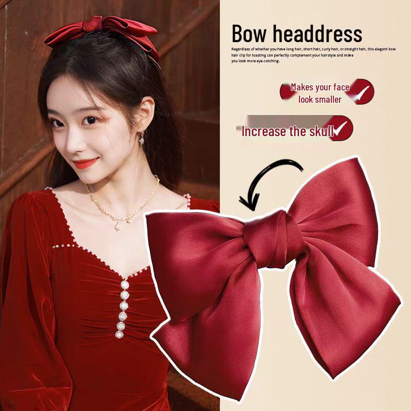 Large Red Bow Hair Clip Headwear for Women - 2025 Edition: Stylish Hair Accessory for Back of Head