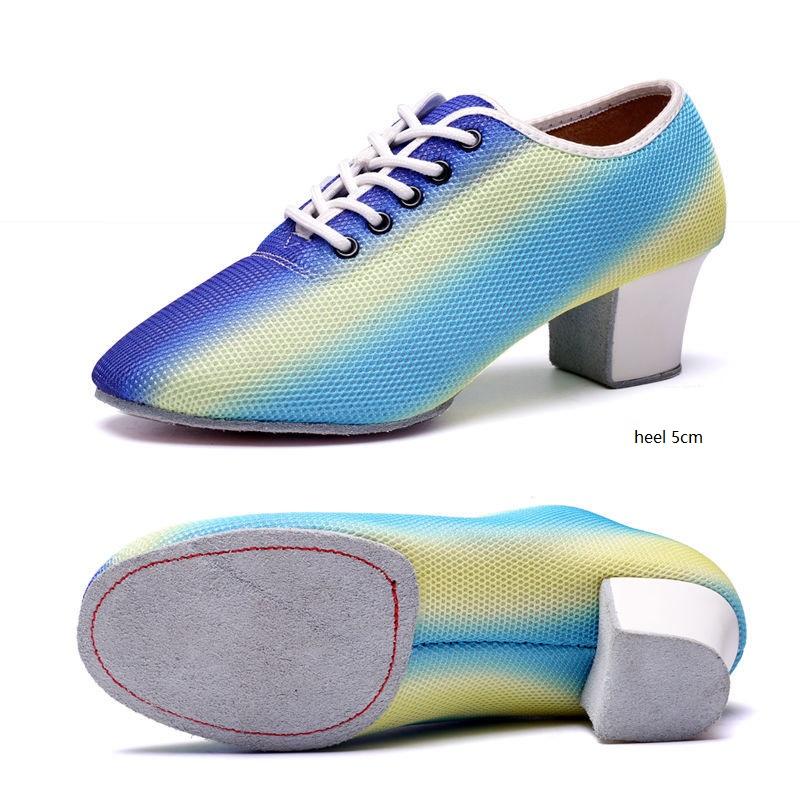 Women Shoes Oxford Practice Latin Dance Shoes Square Canvas Ballroom Dance Shoes Net Teacher Shoes for Women Sports