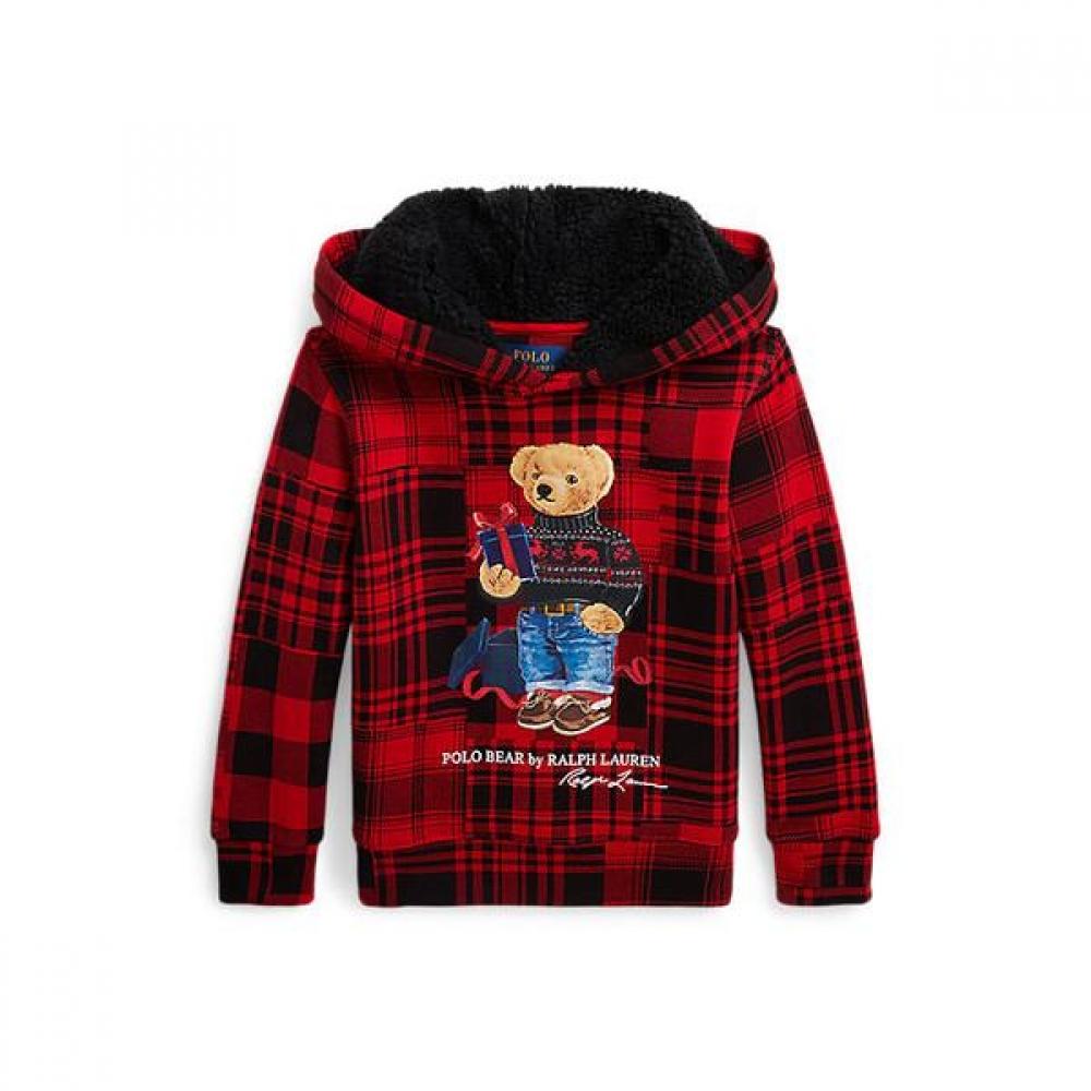 Polo Kids Boys 2 7 Polo Bear Plaid Fleece Hoodie Cwpoknib8020837600 4