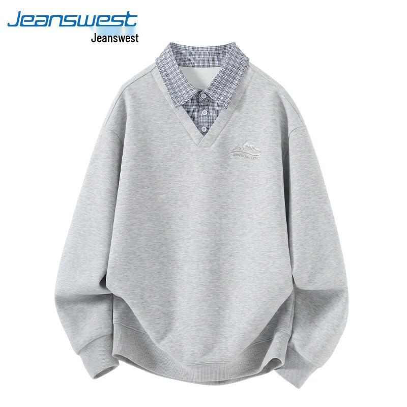 Jeanswest Men's Polo Collar Loose Fit Sweatshirt