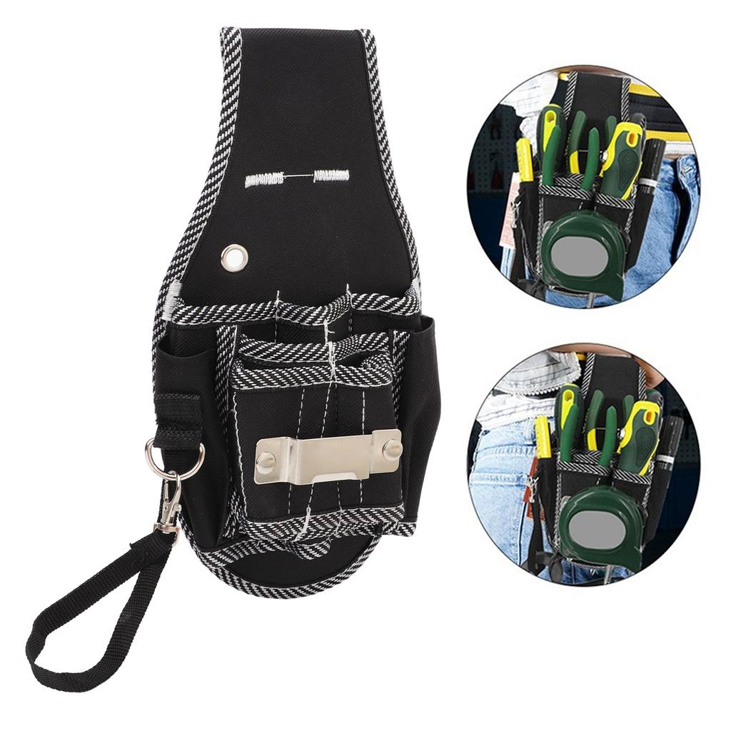 Woodworking Tool Belt Oxford Cloth Electrician Waist Hanging Tool Bag Hardware Tool Waist Bag Small Black
