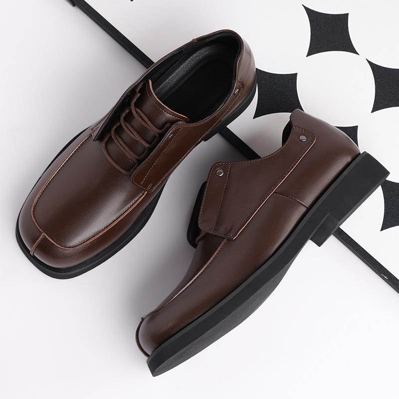 

Мужские дерби с квадратным носком и увеличивающей рост подошвой: Толстая подошва, широкий носок, ретро британский стиль, кожа, формальный и повседневный. 38 коричневый