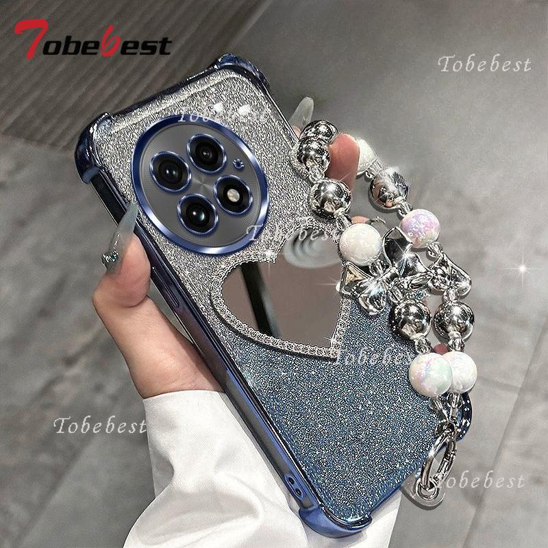 Glitter Plating Love Mirror Bracelet Case for Oneplus 13 13T 12 11 ACE 5 3 2 Pro Ultra Shockproof Silicone Cover