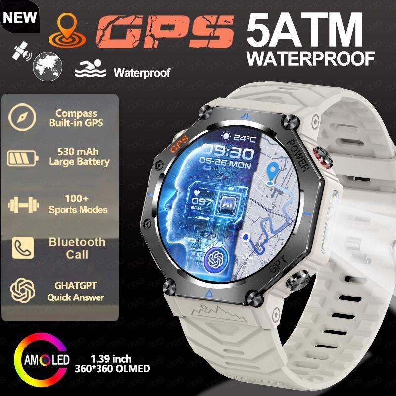2026 Outdoor Sport Smart Watch GPS Built-in Dual-band GNSS Compass Waterproof Military AI Assistant Sport Smartwatch Men Woman