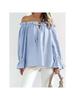 Damen Schulterfrei Bluse Langarm Rüschen Tunika Top Elegant Lässig