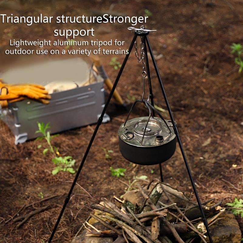 Campfire Cooking Tripod Set Adjustable Hanging Camping Tripod for Outdoor Picnic Camping Cooking Hanger with Storage Bag