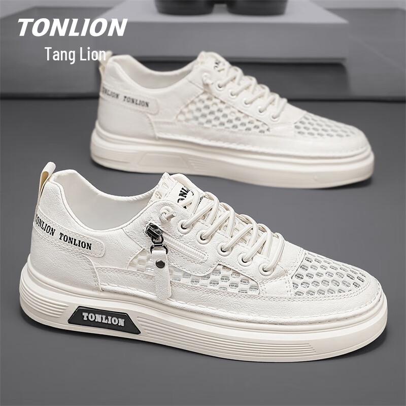 TonLion Men s Breathable Mesh Casual Board Shoes 41 бежевый