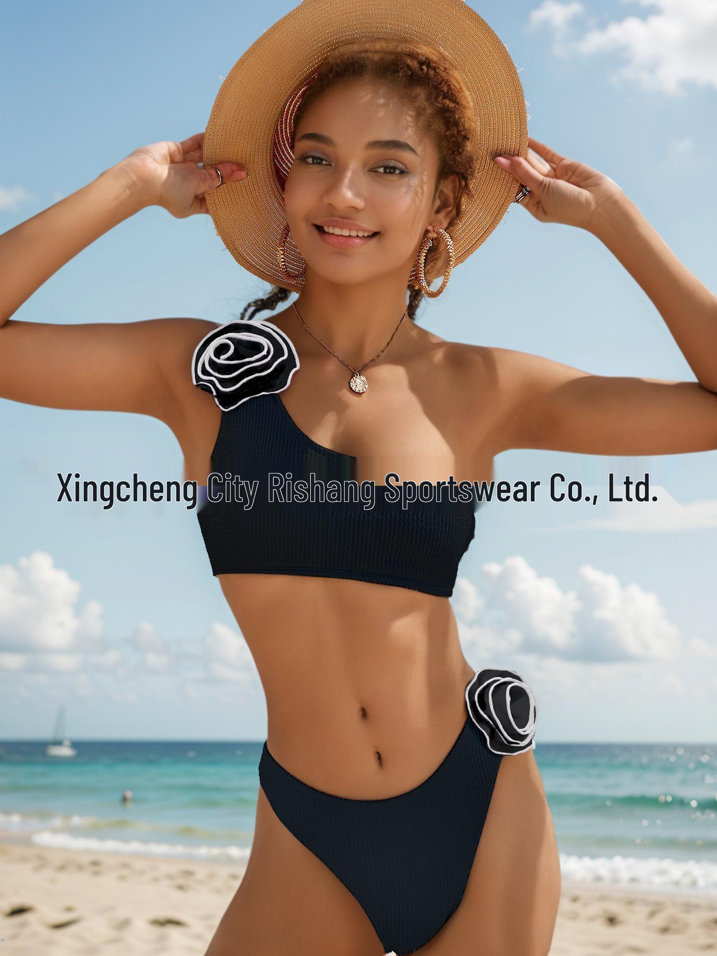 

Европейский и американский женский однотонный раздельный купальник - Сексуальный купальник для трансграничной торговли Large чёрный