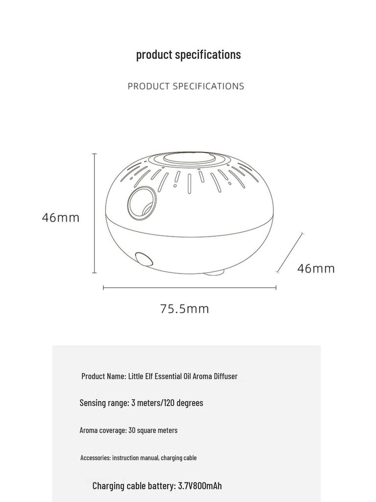 Little Elf Wireless Aroma Diffuser - Automatic Spray & Sensor for Bedroom or Car