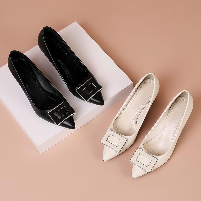 Vysoké podpatky Dámské Silné podpatky Jarní Kožené Boty Pohodlné Jednoduché Boty Pracovní Boty