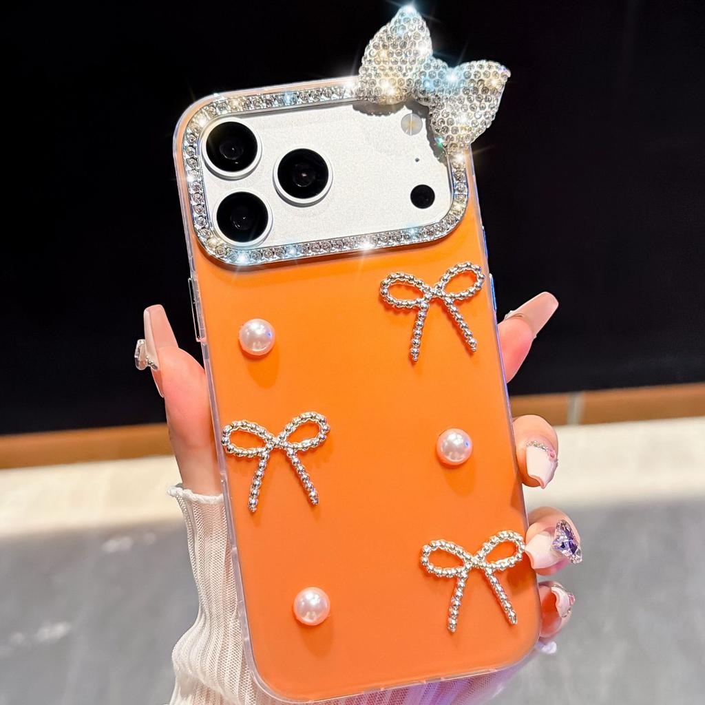 Japan and Korea IMD for iPhone17Promax mobile phone case Apple 16Pro pearl 15 bow case
