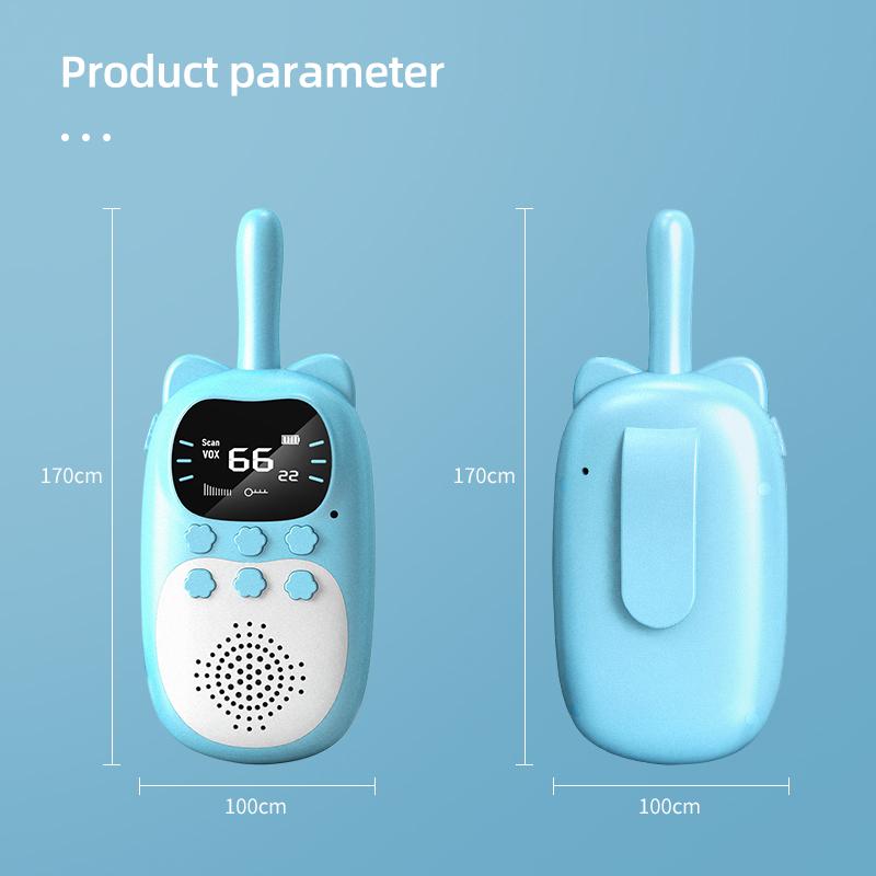 2PCS Kids Walkie Talkie Mini Phone Call Cartoon Talkie Walkie Toys 22 Channels 2 Way Radio 3KM UHF Radio Interphone Toy Gifts