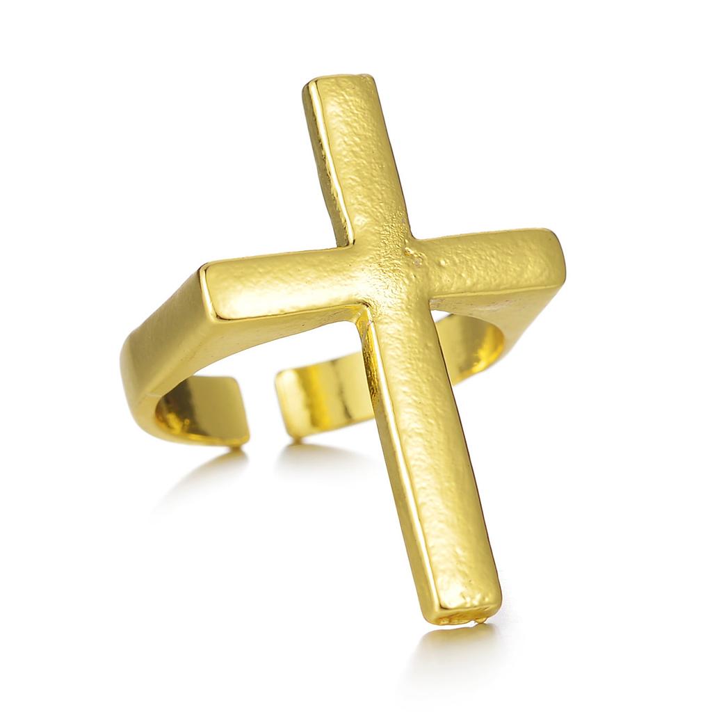 1 STuks Punk Vintage Zwart Grote Open Kruis Ring Voor Vrouwen Feest Sieraden Mannen Trendy Gotisch Goud Zilver Kleur Vinger Ringen Anillo