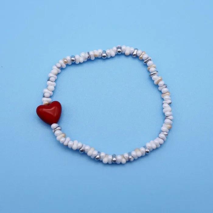 Heart Point Cute Beads Bracelet Blue and Red Heart Bead Bracelet