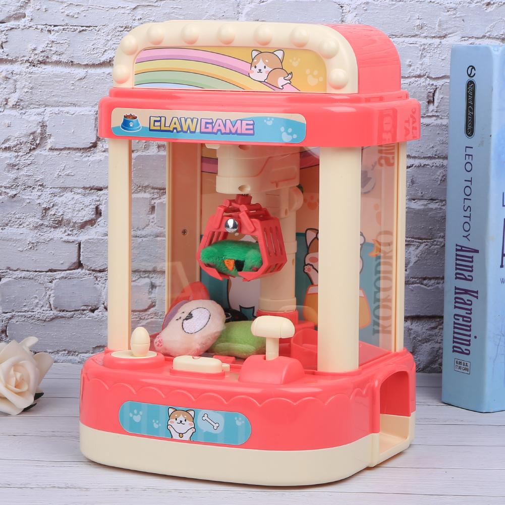 Mini Doll Grabber Game Machine Parent Child Interaction Toy with Light Music(Pink )