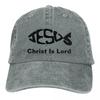 Baseball Cap Jesus Fish Christ Is Lord Outfit Men Women Casual Distressed Denim Fishing Lover Headwear Gift