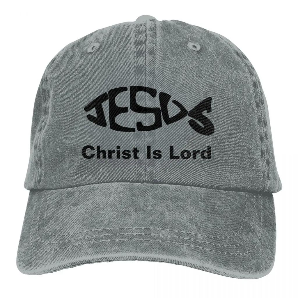 Baseball Cap Jesus Fish Christ Is Lord Outfit Men Women Casual Distressed Denim Fishing Lover Headwear Gift