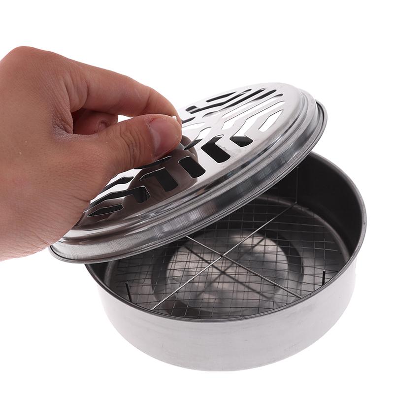 Portable Stainless Steel Mosquito Coil Box Outdoor Anti-mosquito Coil Seat with Lid Mosquito Coil Box