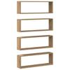 Wall Shelves with Shelf 4 Pcs Rustic Oak Design 80 X 15 X 26 Cm