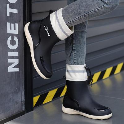 Botas de chuva femininas antiderrapantes de tubo baixo para cozinha