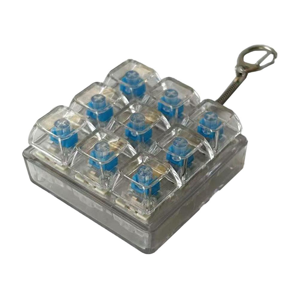 9 Toetsen LED Toetsenbord Fidget Sleutelhanger Klikker Knop Stressverlichtend Speelgoed voor Volwassenen Kantoor Angst Vinger Oefening Sensorische Toetskap