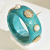 Lightweight Resin Pearl Shell Bracelet Wide Chunky Wrap Wristbands Cuff Bracelet  Women