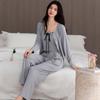 German Velvet Pajamas With Chest Pads, Women'S Autumn And Winter Suspenders, Three-Piece Long-Sleeved Trousers, Thin Loungewear