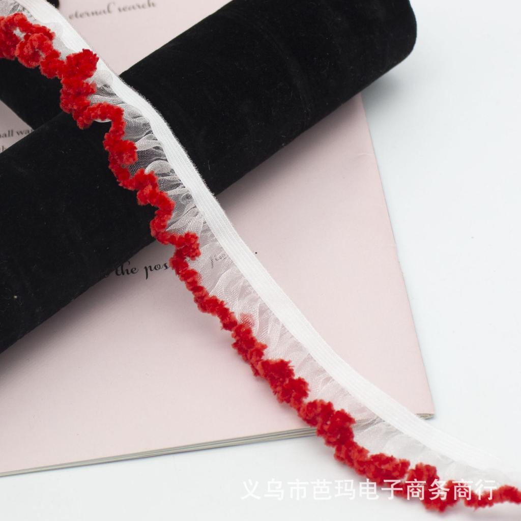 5Meters/lot 20MM Wide New Snow Silk Lace Single Skirt Edge Elastic Band Mushroom Baby Clothes Elastic Headpiece Decorative Lace