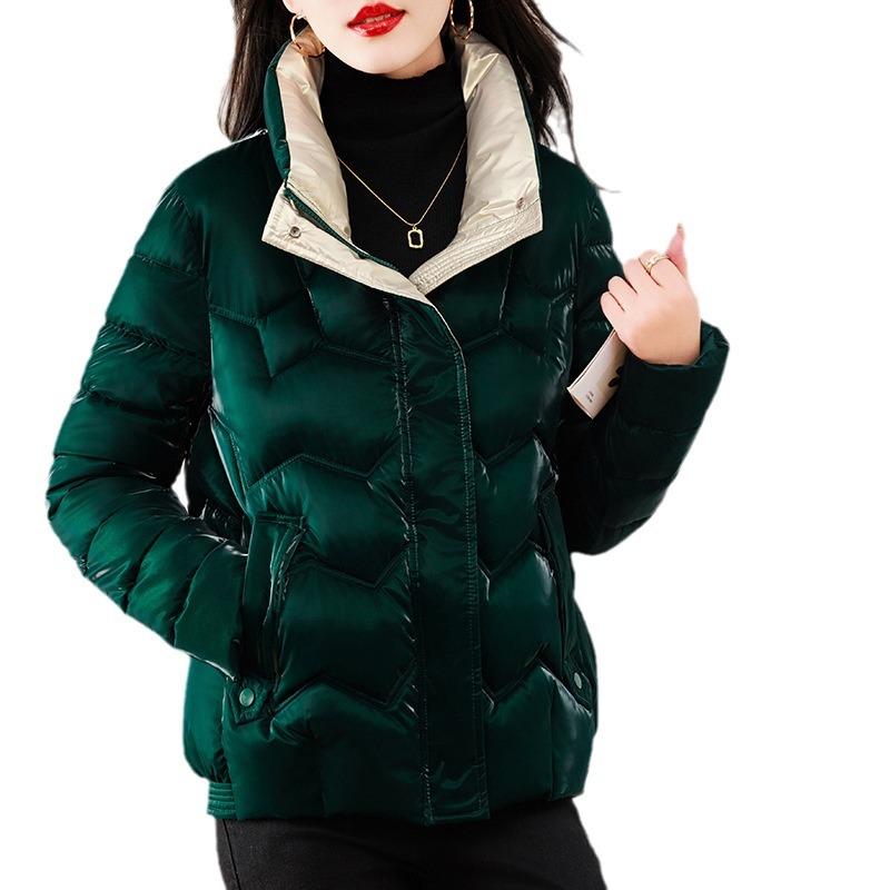 2025 Bread Suit Women's Short Cotton Jacket Winter New Pearlescent Glossy Cotton Jacket Fashion Korean Version Loose Thickened Padded Jacket