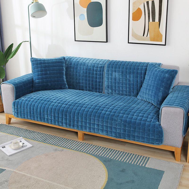 Zesílený sametový polštář na pohovku Univerzální plyš Neklouzavý Potah na pohovku do obývacího pokoje Teplý flanel Pohovka Opěradlo na ručník Potah polštáře