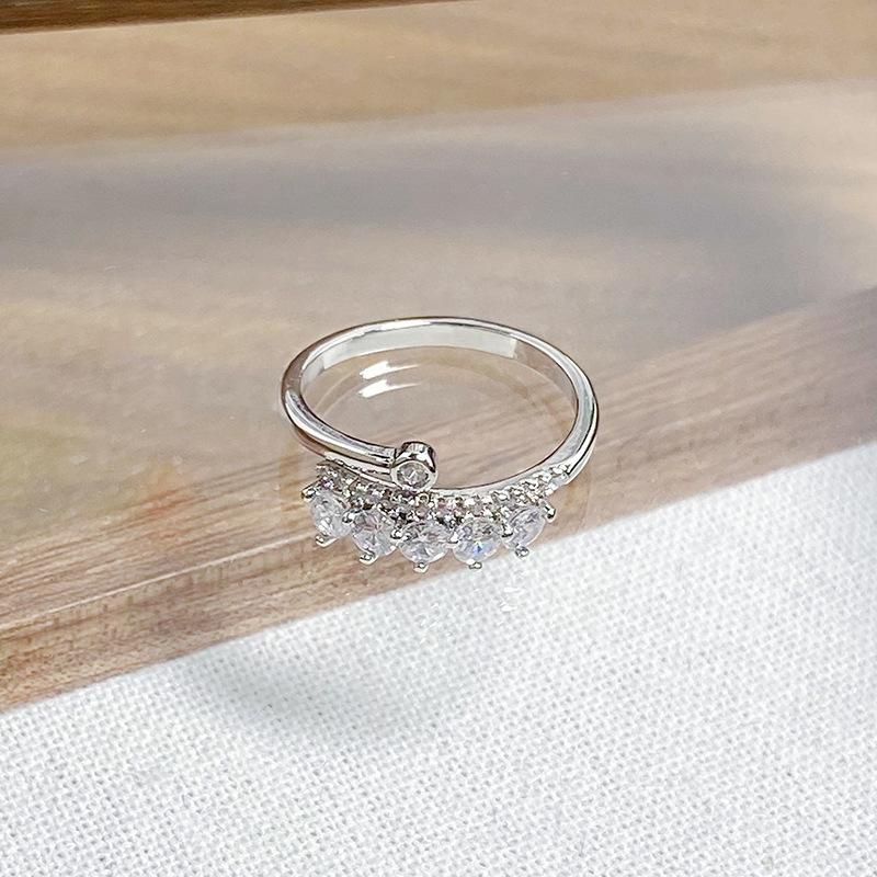 Day Cold Wind Zircon Light Luxury High Sense Open Ring Exquisite Geometric Personality Niche Ring Woman