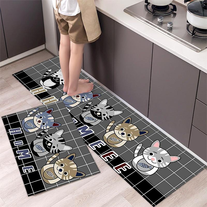 Cute Cartoon Animal Carpet Kitchen Non slip Washable Floor Mat Animal Printing Entrance Floor Mat Home Decoration