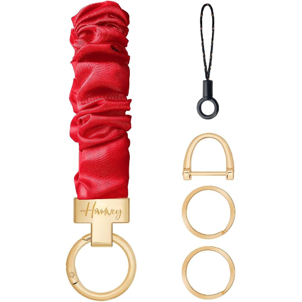 Hovmwey Stretchy Scrunchie Keychain Wristlet, Cute Key Chain Wrist Lanyard Strap for Women Men Car Keys ID Badges Wallet
