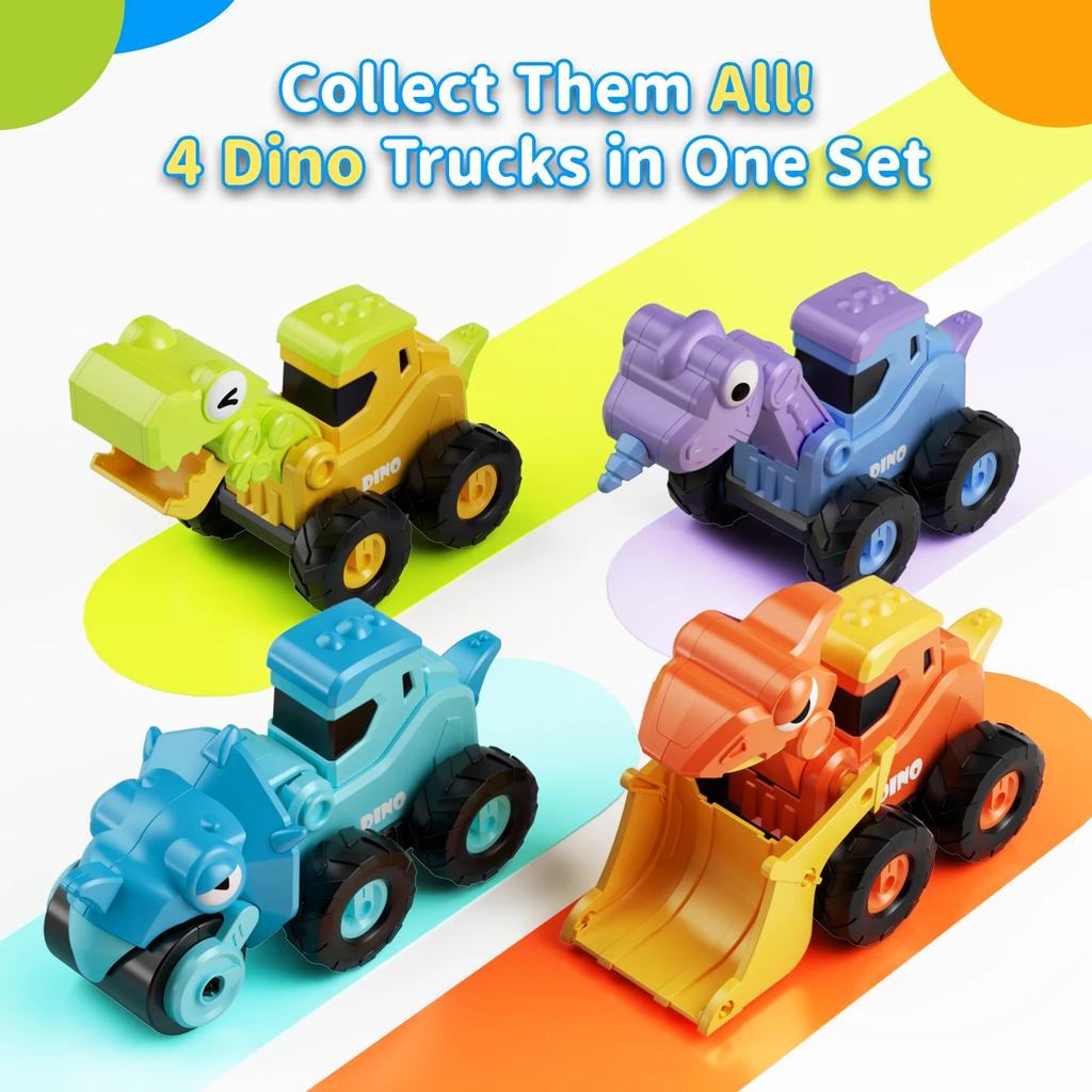 Children's Press-to-Press Dinosaur Construction Vehicle Excavator Set Toy Car