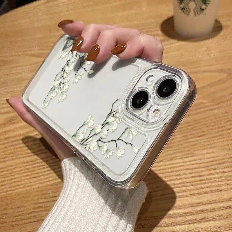 Soft Cute Flower Pouzdro na telefon pro iPhone 11 Pouzdro pro iPhone 13 15 12 14 Pro Max XS X XR 7 8 SE Shockproof Clear Aesthetic Cover