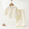 Jingqi Baby High-Waisted Cotton Pajama Set for Girls - Padded, Warm, and Perfect for Spring/Autumn