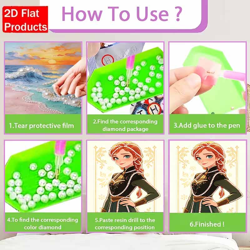 Disney Pearl Painting Frozen 2 Anna Handmade DIY Pearl Gemstone Painting Pictures Crafts Special Shape Home Wall Decoration