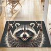 Raccoon Pattern Farmhouse Style Entrance Door Mat Non-Slip Washable Floor Rug for Indoor Outdoor Home Decorative Welcome Carpet