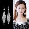 Korean Trend Crystal Rhinestone Long Tassel Earrings