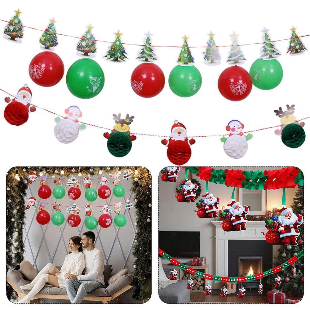 Three-dimensional Hollow Christmas Banner Paper Flowers Creative Design Christmas Decoration Ceiling Layout Honeycomb Paper