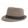 British Style Plaid Fedora Hat for Men Spring Summer Retro Jazz Hat Vintage Gentleman Trilby Cap Sun Protection Casual Beach Hat